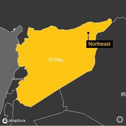 Eine Karte von Syrien in Schwarz und Gelb