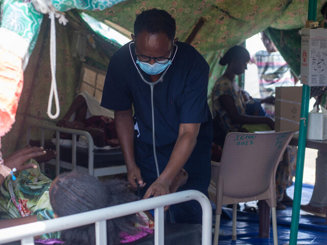 IRC's Gesundsheitsklinik die von der EU im Sudan unterstützt wird