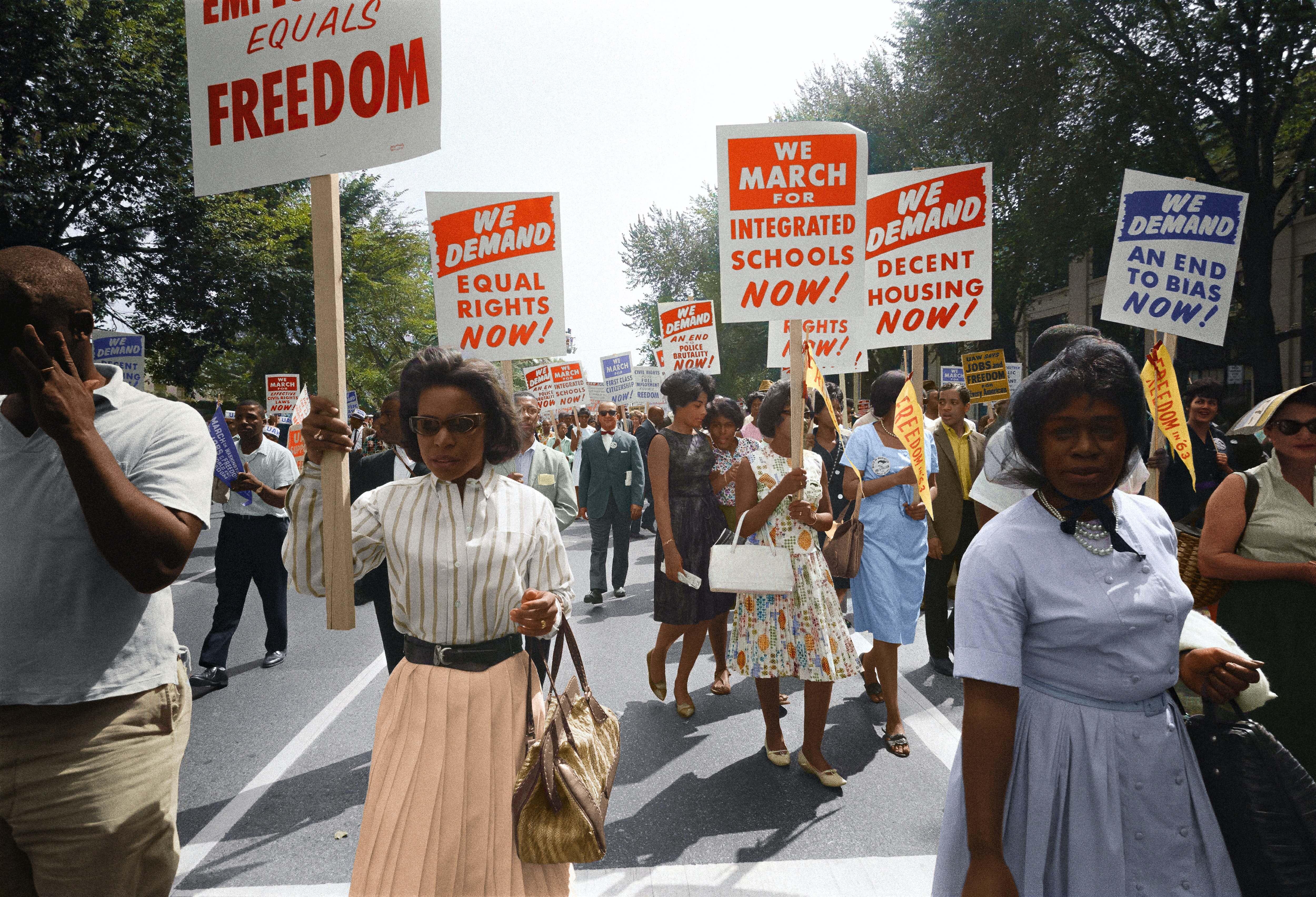 Foto zeigt Protestteilnehmer des Civil Rights March on Washington am 28. August, 1963