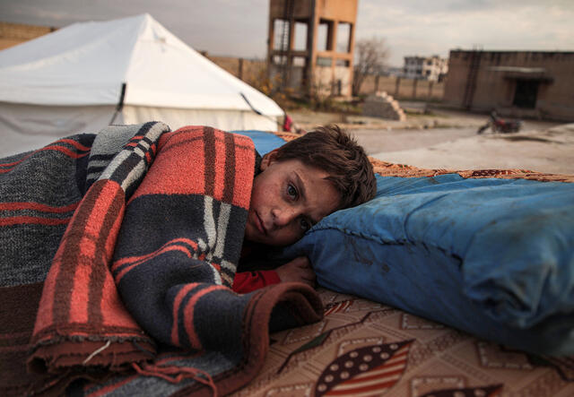 Kind in syrischem Flüchtlingslager 