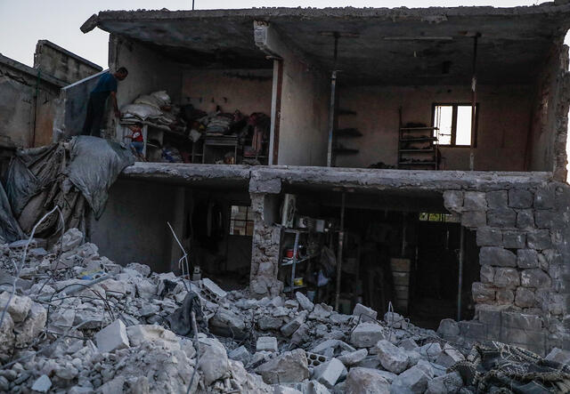 Zerbombe Gebäude in Idlib