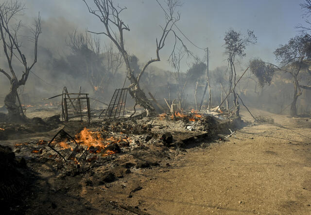 Das Lager in Moria wurde von Bränden zerstört.